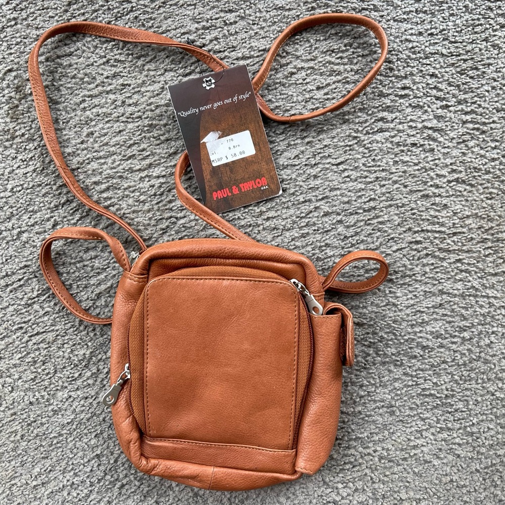 NWT Paul & Taylor Leather Crossbody Bag.